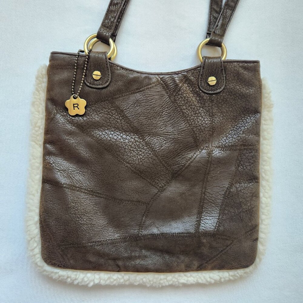 90s Rampage Boho Cozy Faux Suede Shearling Shoulder Hand Bag Soft Retro Cute - Picture 2 of 10